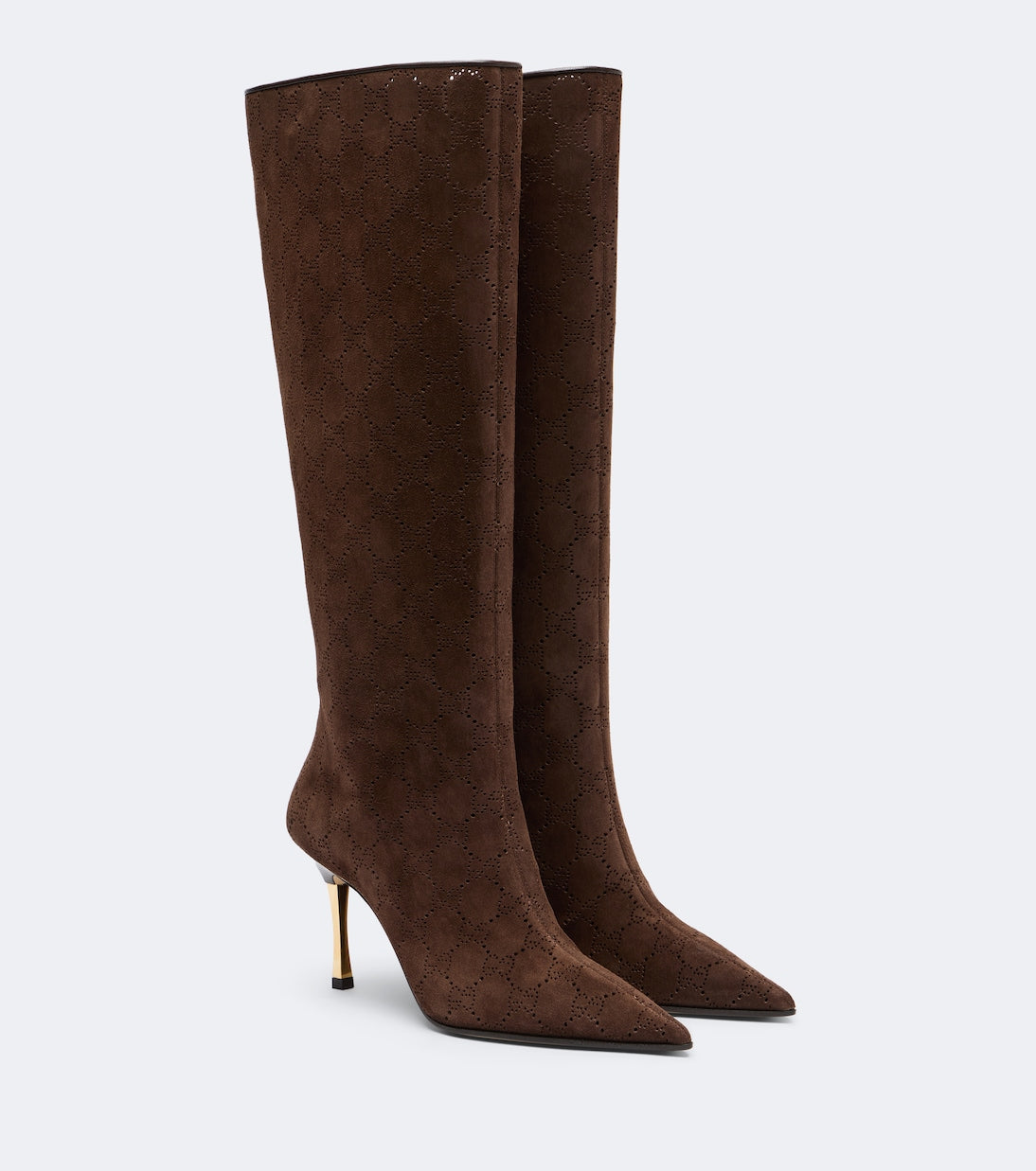 Gucci - Bombshell GG suede knee-high boots