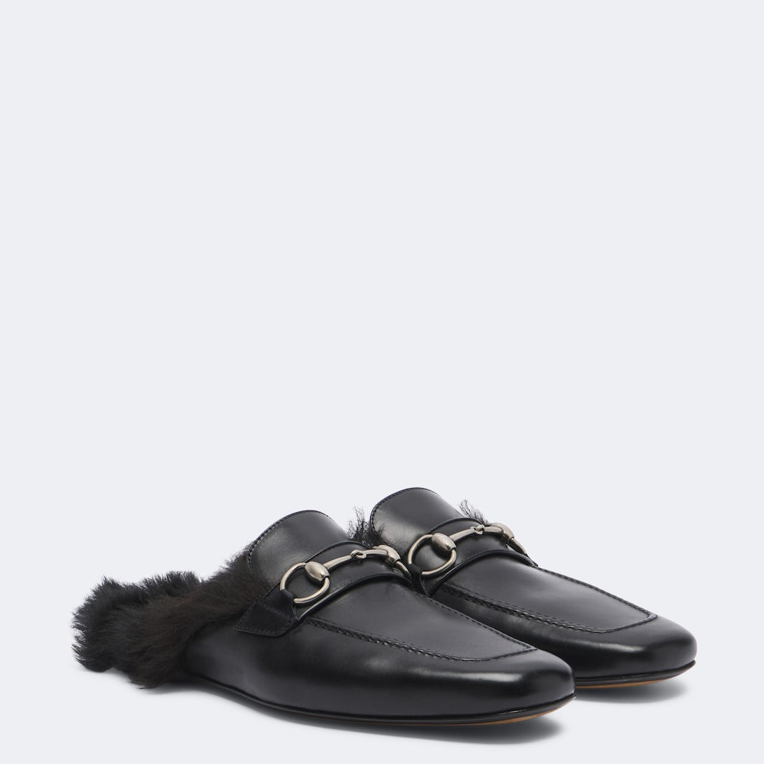 Gucci - Casanova shearling-lined leather mules