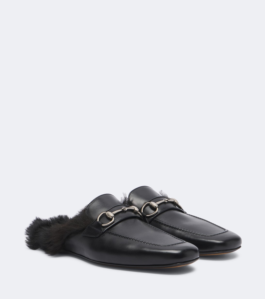 Gucci - Casanova shearling-lined leather mules
