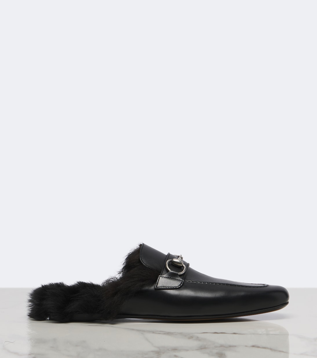 Gucci - Casanova shearling-lined leather mules