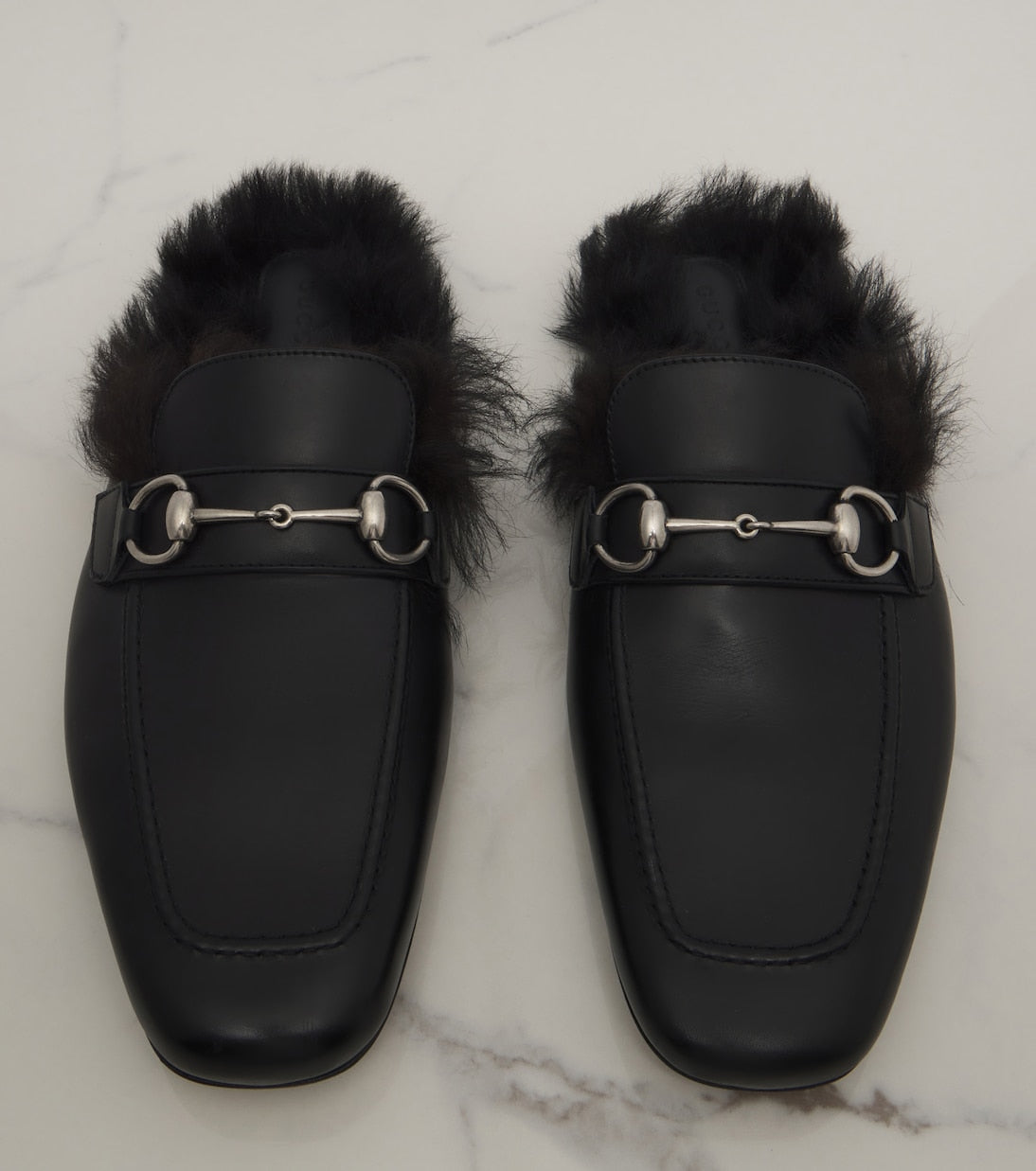 Gucci - Casanova shearling-lined leather mules