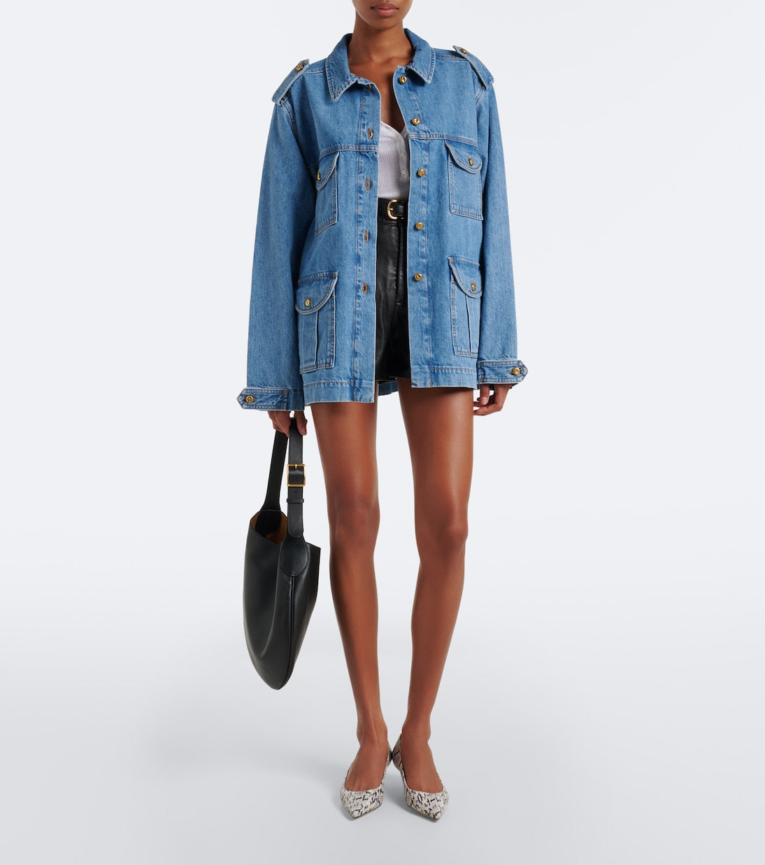 Frame - Pleated leather shorts