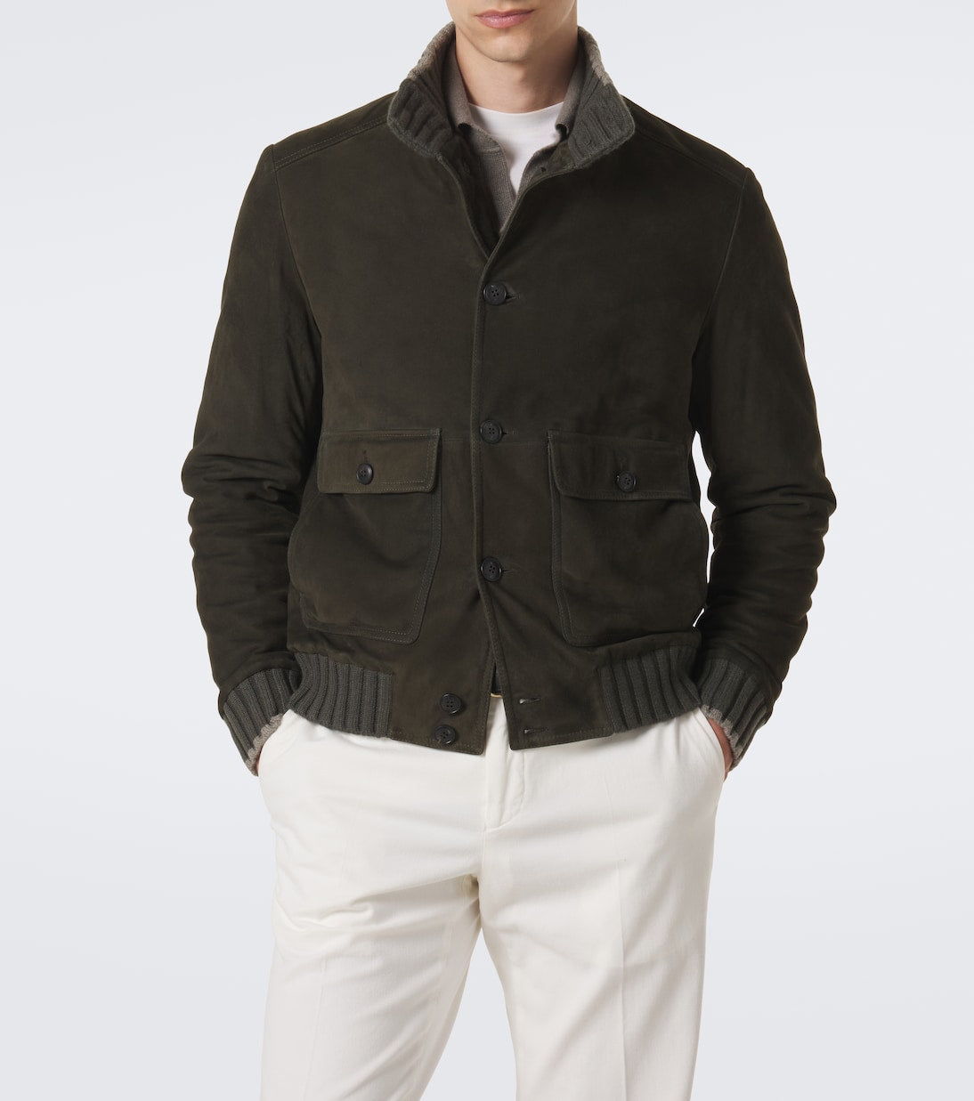 Fedeli - Cashmere-trimmed suede jacket