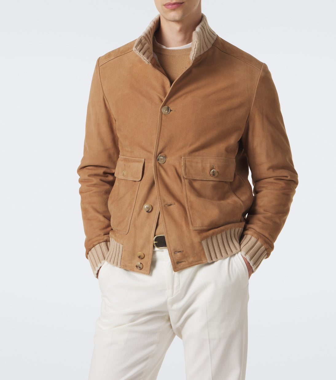 Fedeli - Cashmere-trimmed suede jacket