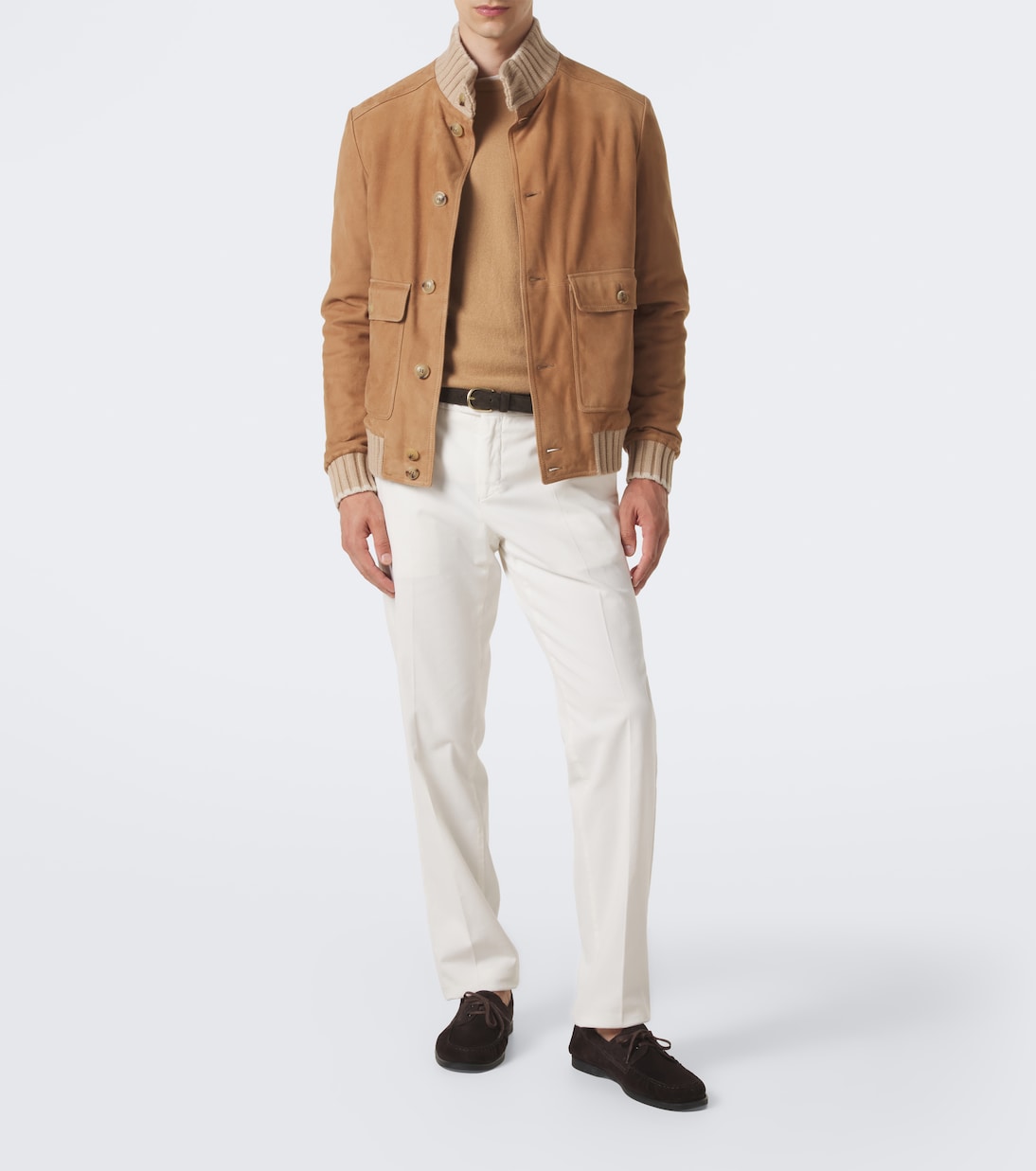 Fedeli - Cashmere-trimmed suede jacket