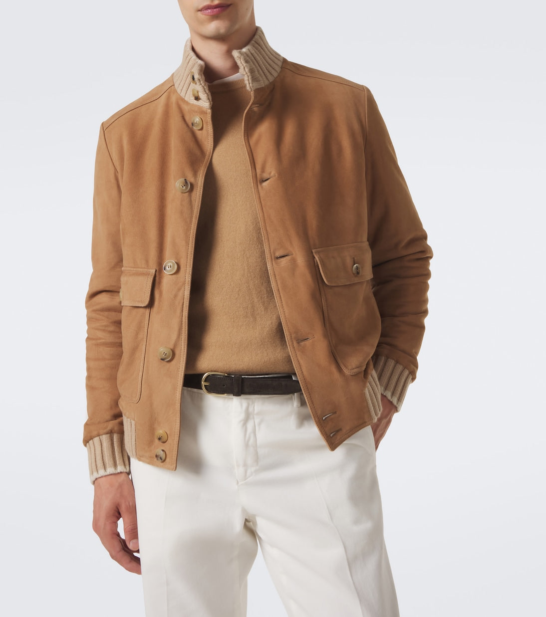 Fedeli - Cashmere-trimmed suede jacket