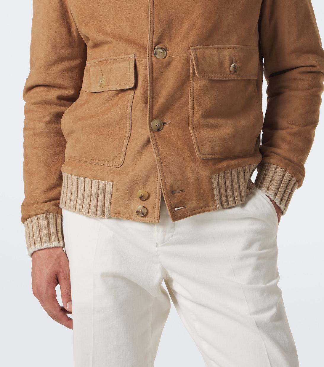 Fedeli - Cashmere-trimmed suede jacket