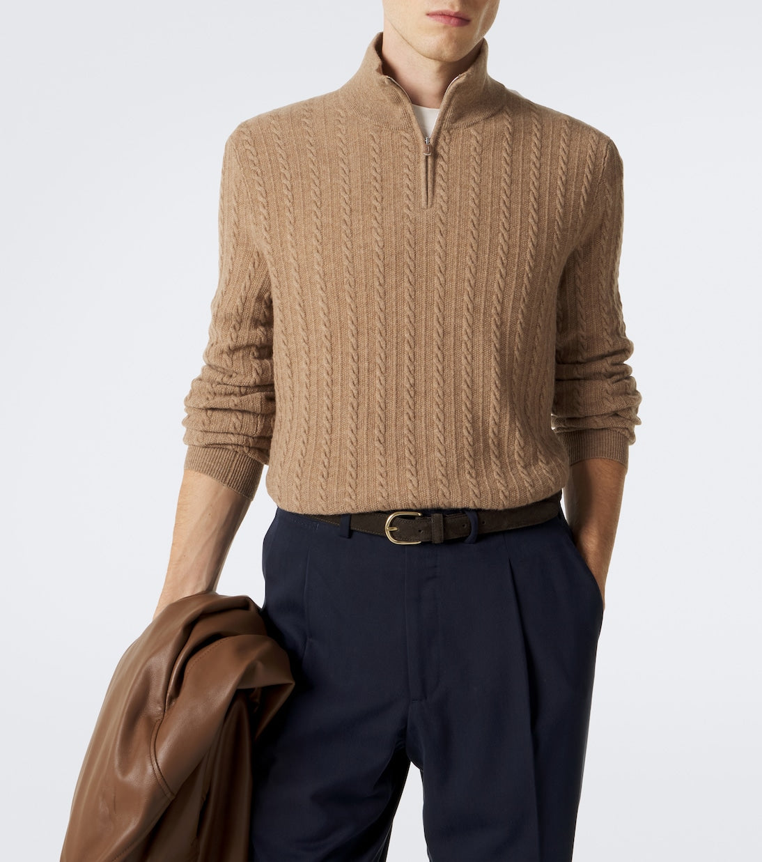 Fedeli - Cable-knit cashmere half-zip sweater