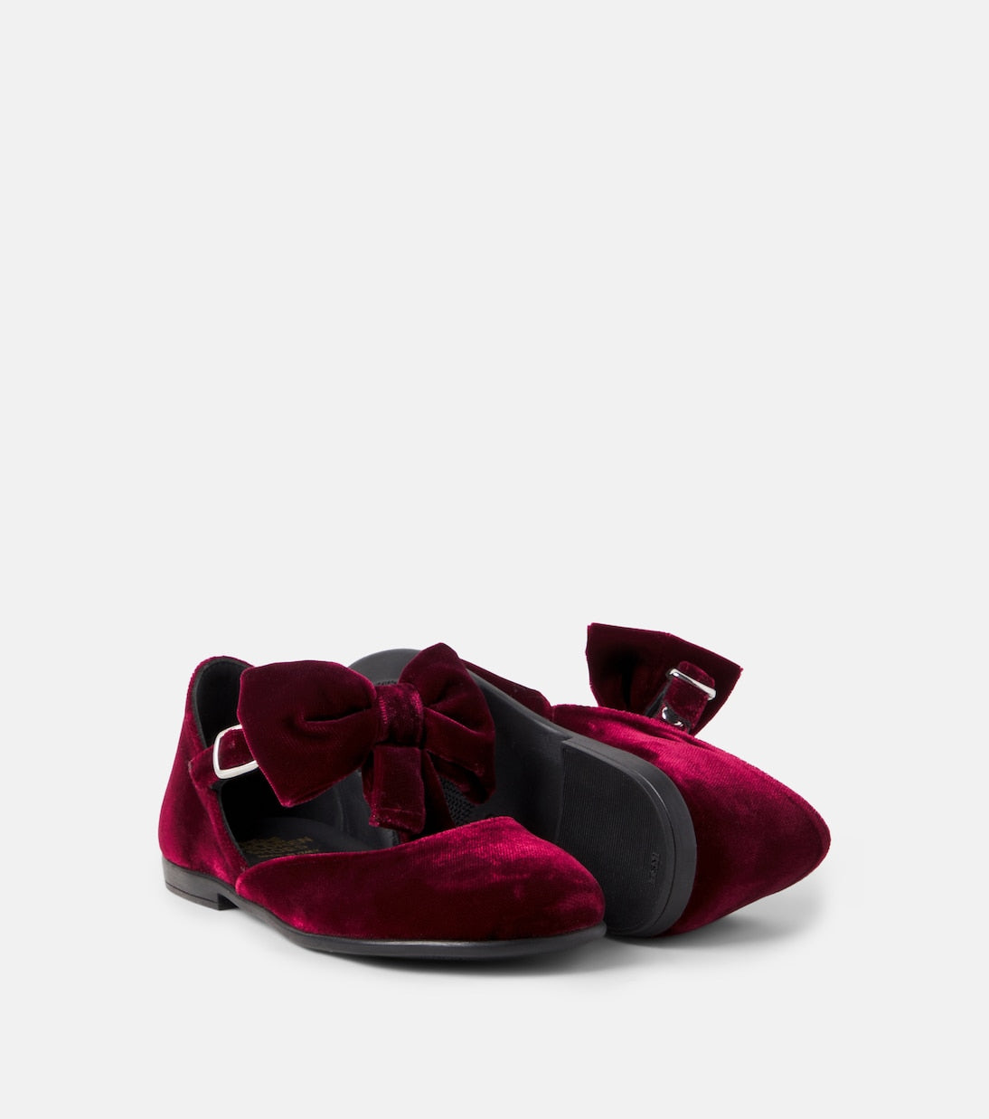 PèPè - Bow-detail velvet ballet flats