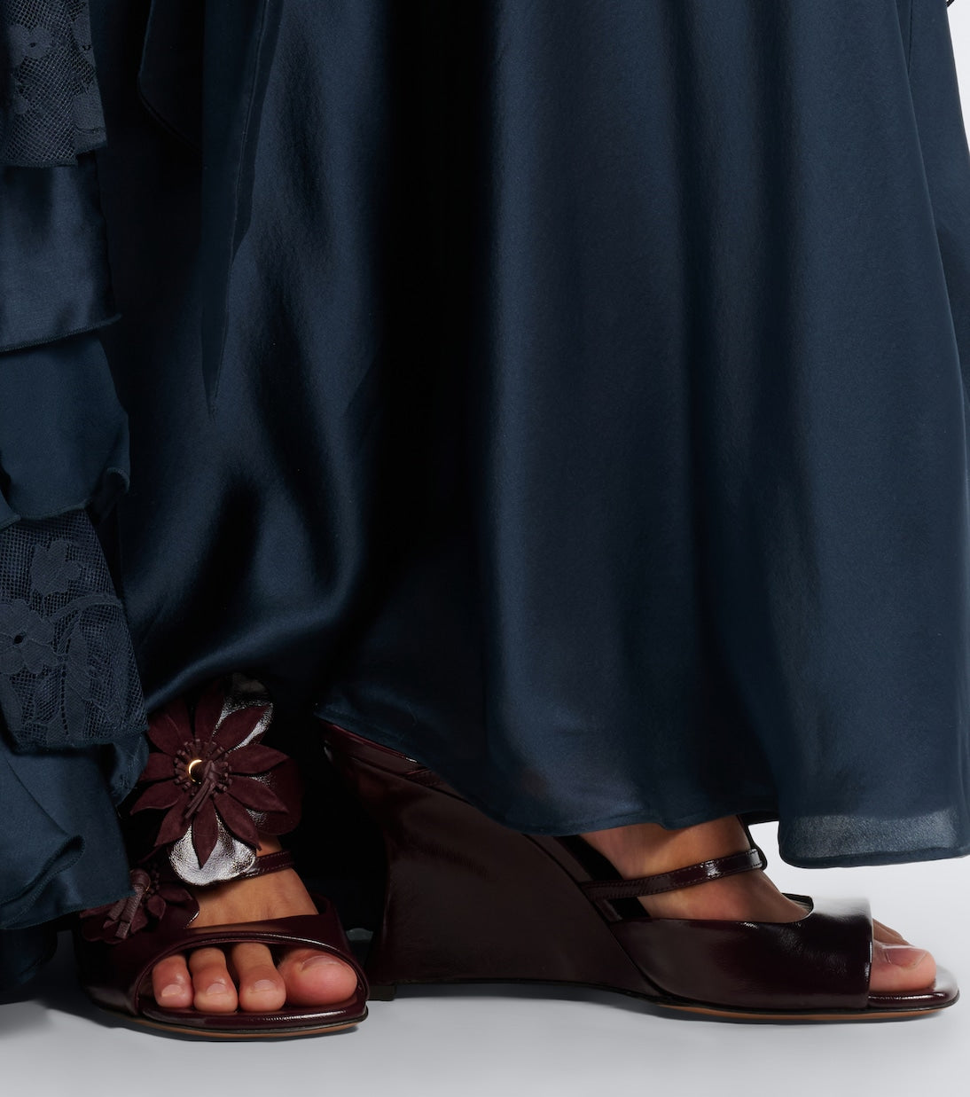 Zimmermann - Belara floral-appliqué leather wedge mules