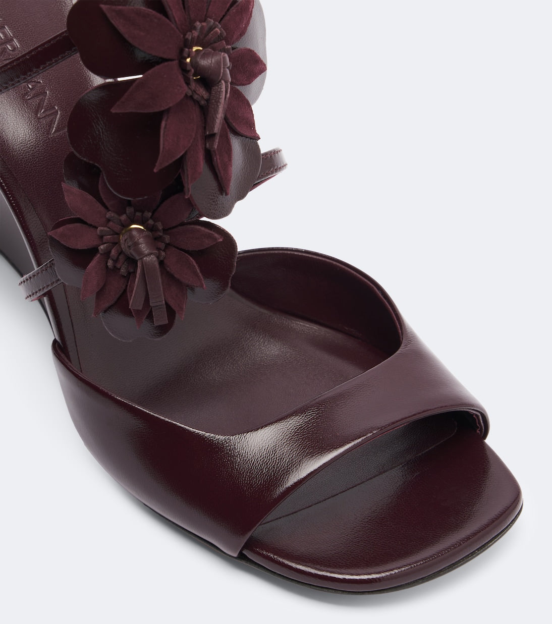 Zimmermann - Belara floral-appliqué leather wedge mules