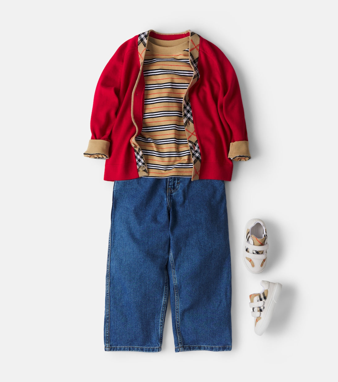 Burberry Kids - Burberry Check-trimmed wool cardigan