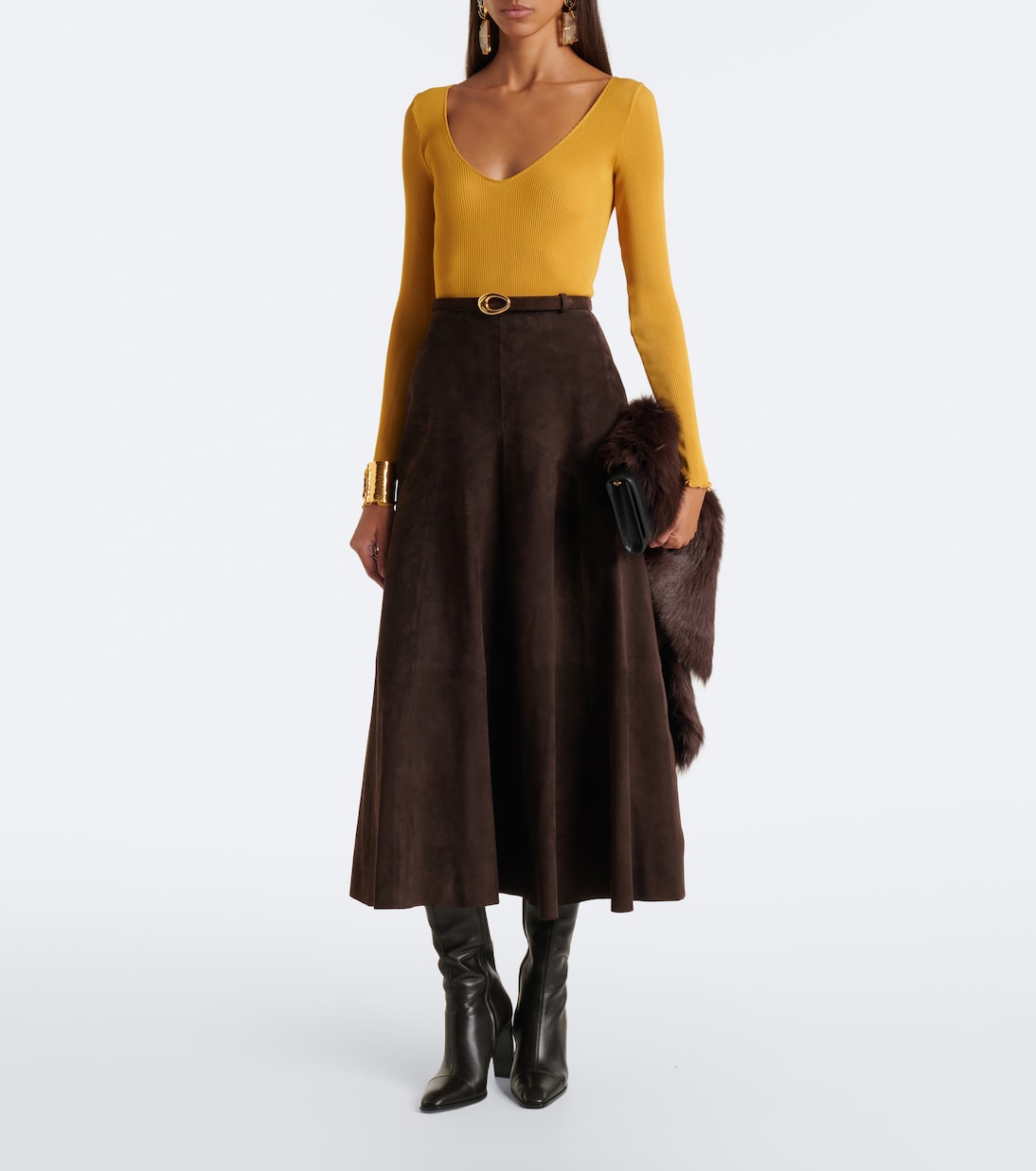 Nour Hammour - Garnier suede midi skirt