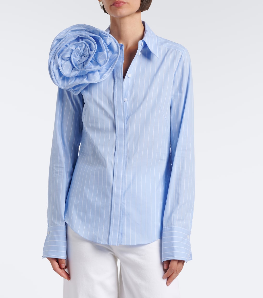 Dorothee Schumacher - Striped Power floral-appliqué cotton-blend shirt