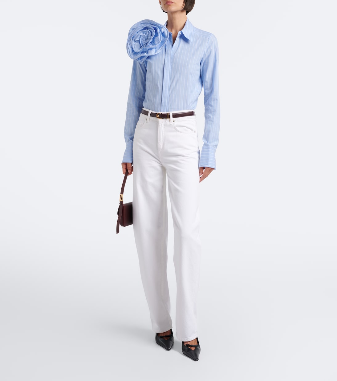 Dorothee Schumacher - Striped Power floral-appliqué cotton-blend shirt