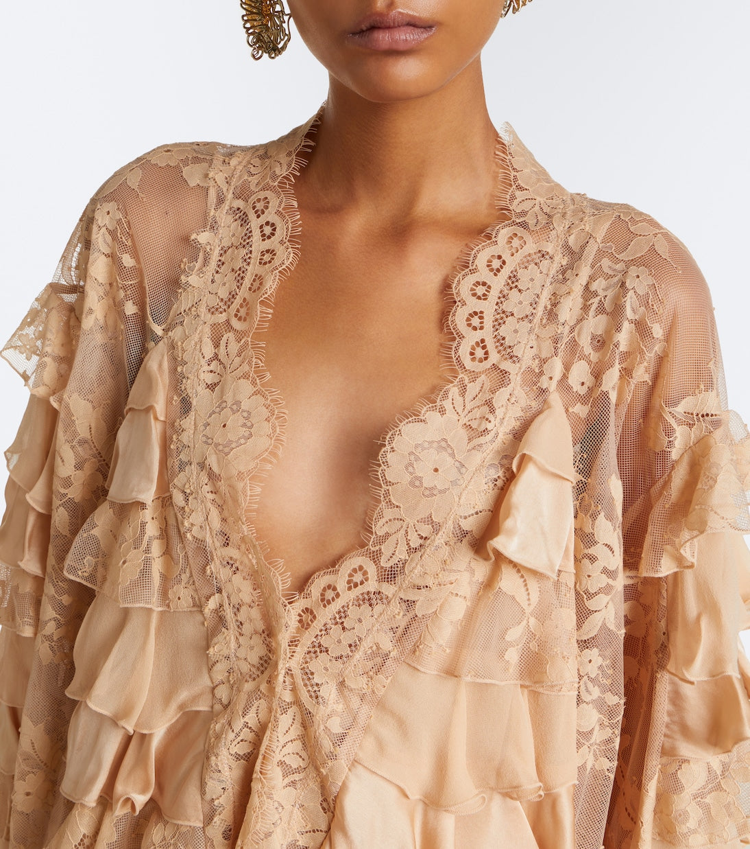 Zimmermann - Valiant lace-trimmed ruffled silk blouse