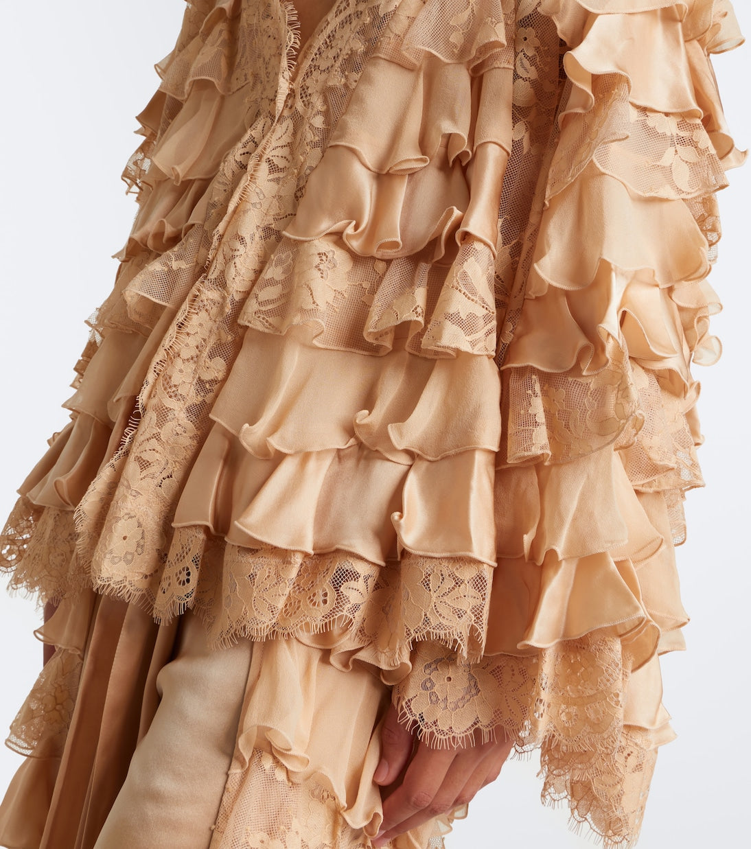 Zimmermann - Valiant lace-trimmed ruffled silk blouse