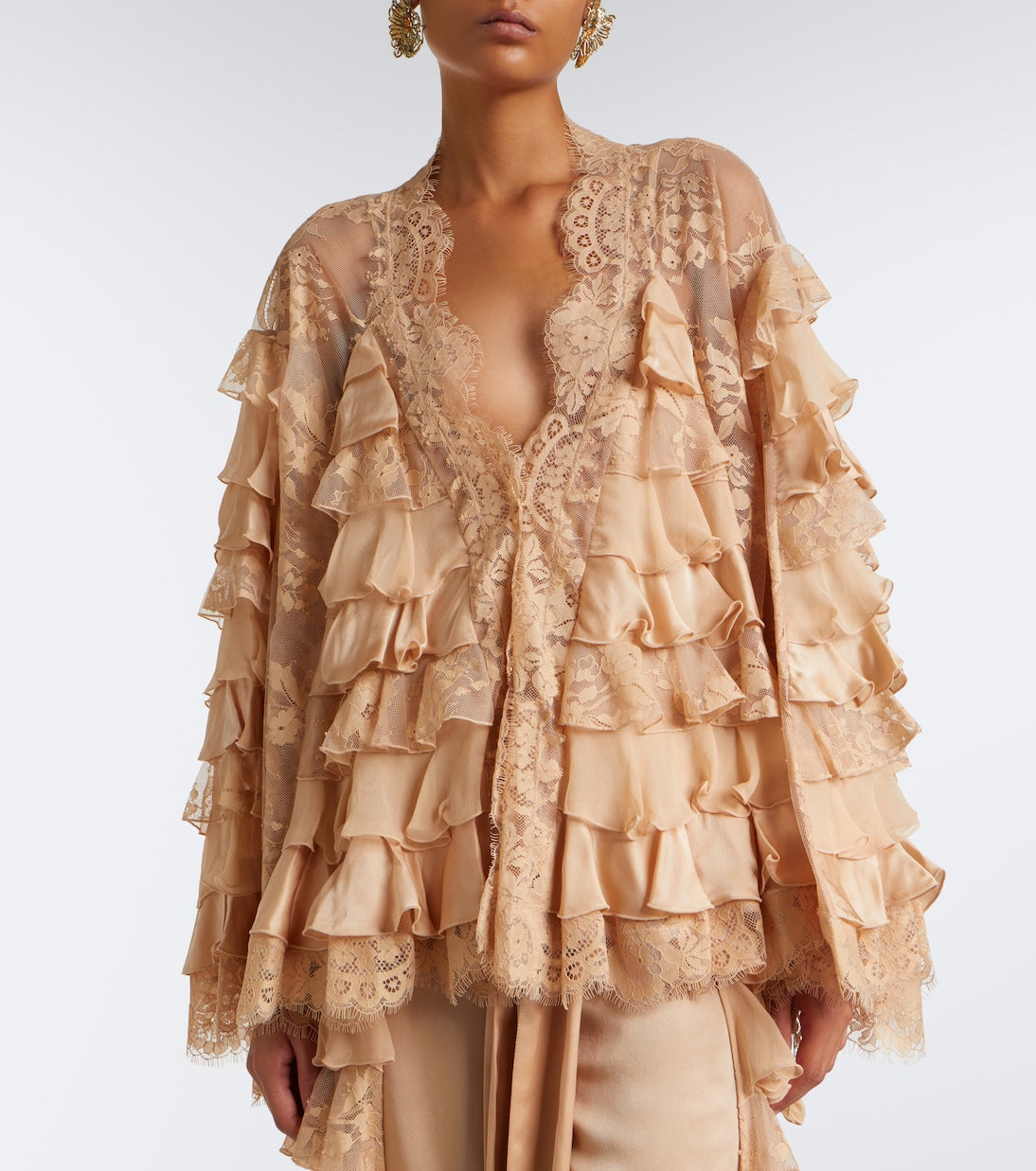 Zimmermann - Valiant lace-trimmed ruffled silk blouse