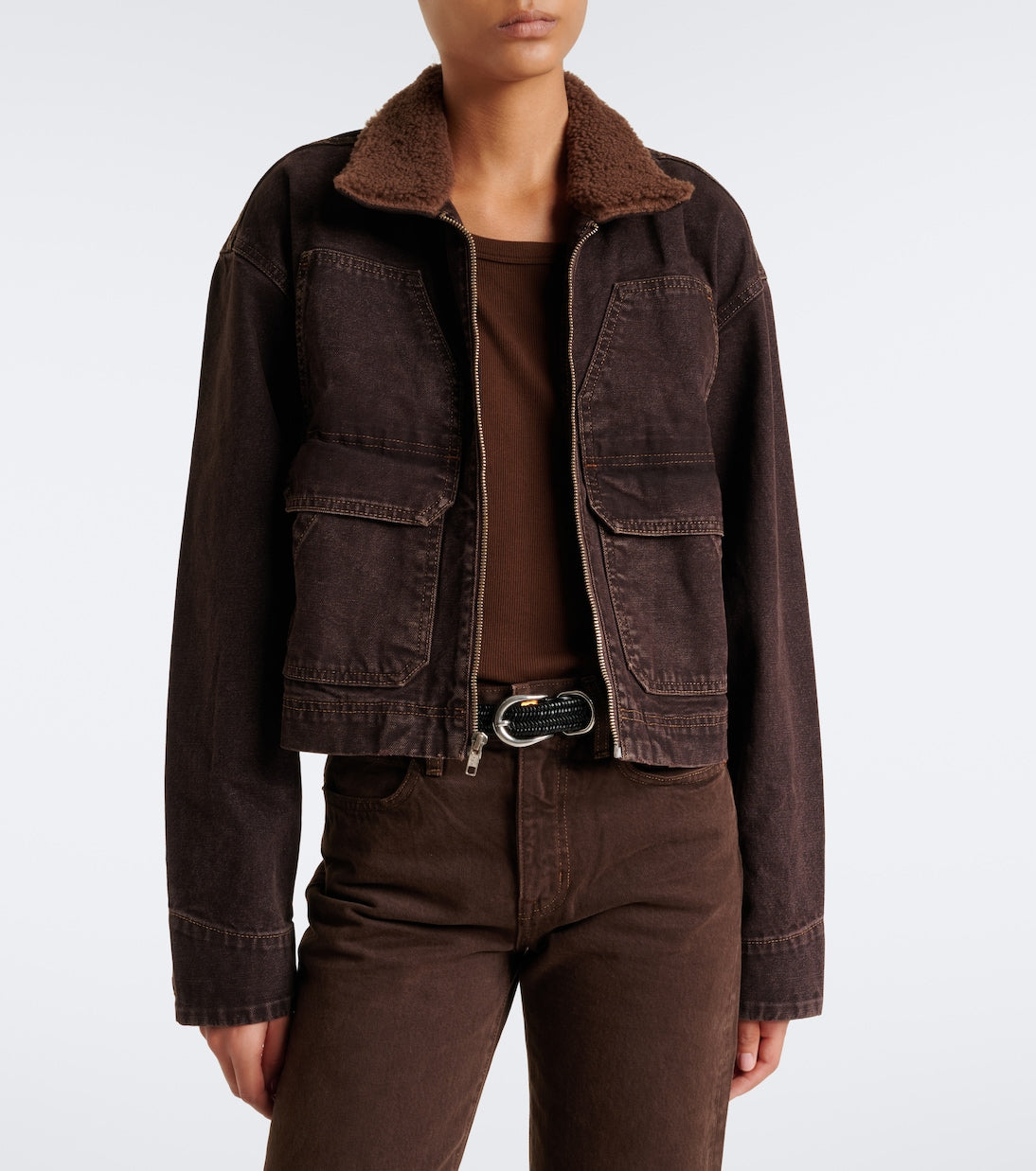 SLVRLAKE - Atlas Worker shearling-trimmed denim jacket