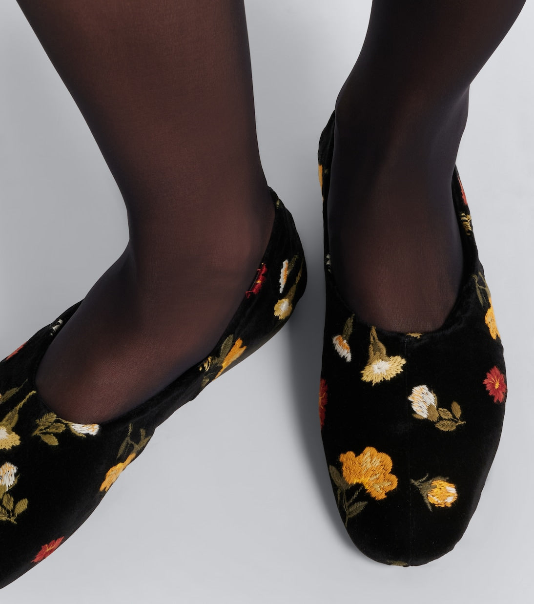 Khaite - Jane embroidered velvet ballet flats