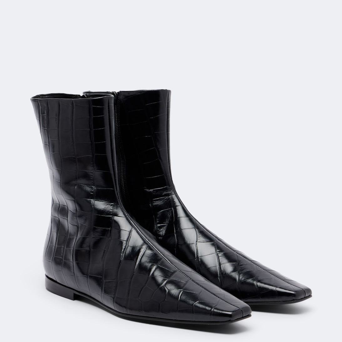 Toteme - Croc-effect leather ankle boots