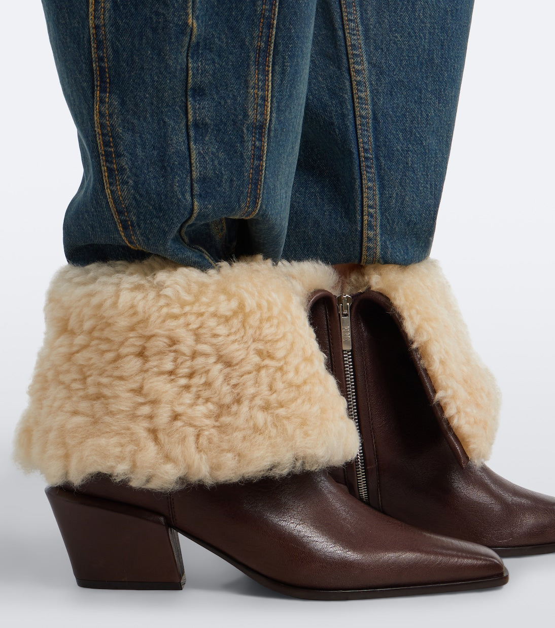 Paris Texas - Bettina leather and shearling ankle boots