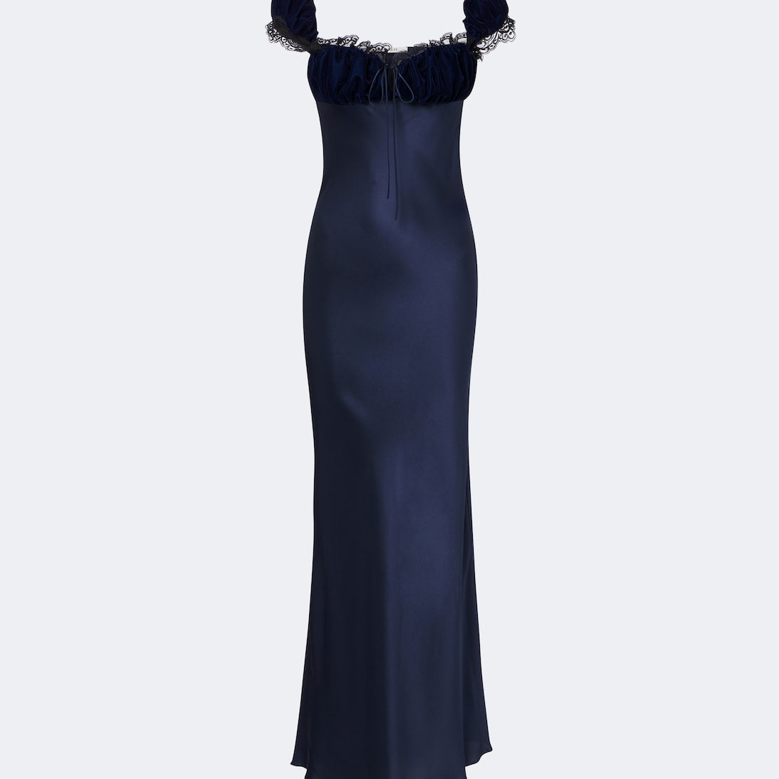 Rodarte - Lace-trimmed silk satin maxi dress