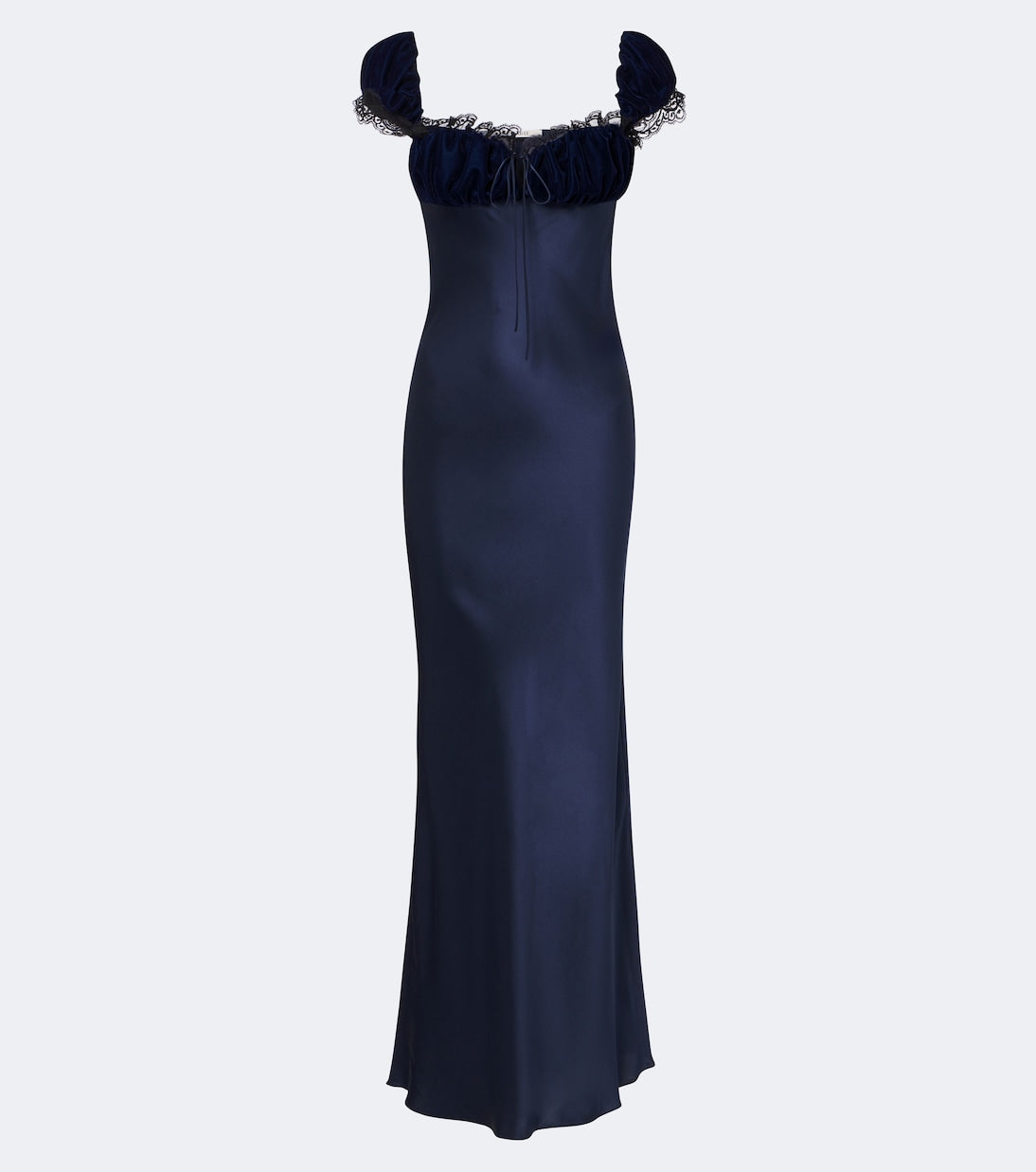 Rodarte - Lace-trimmed silk satin maxi dress