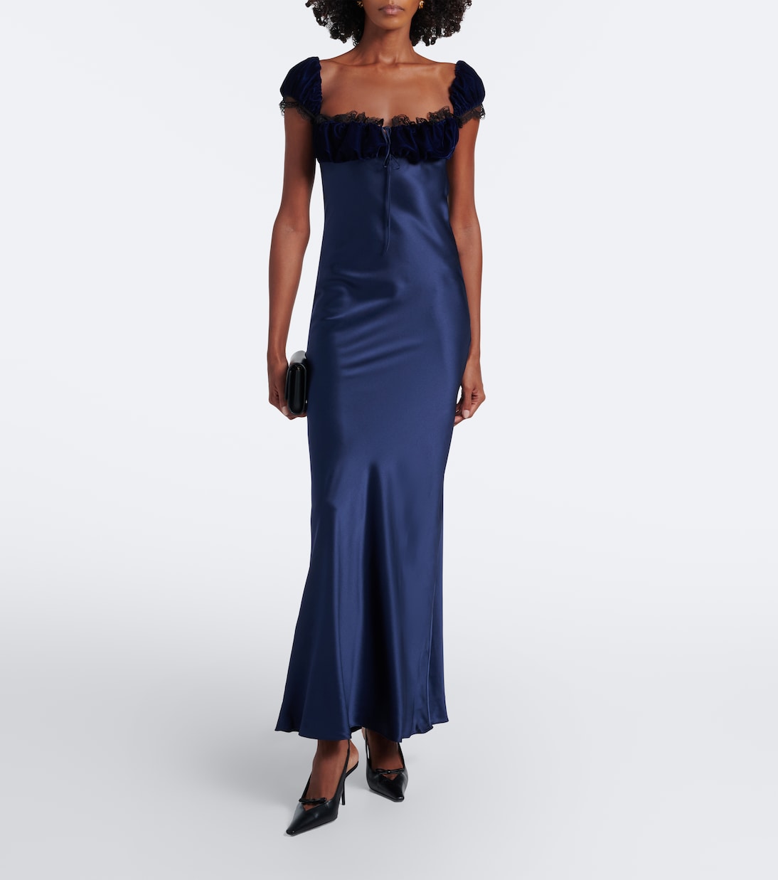 Rodarte - Lace-trimmed silk satin maxi dress