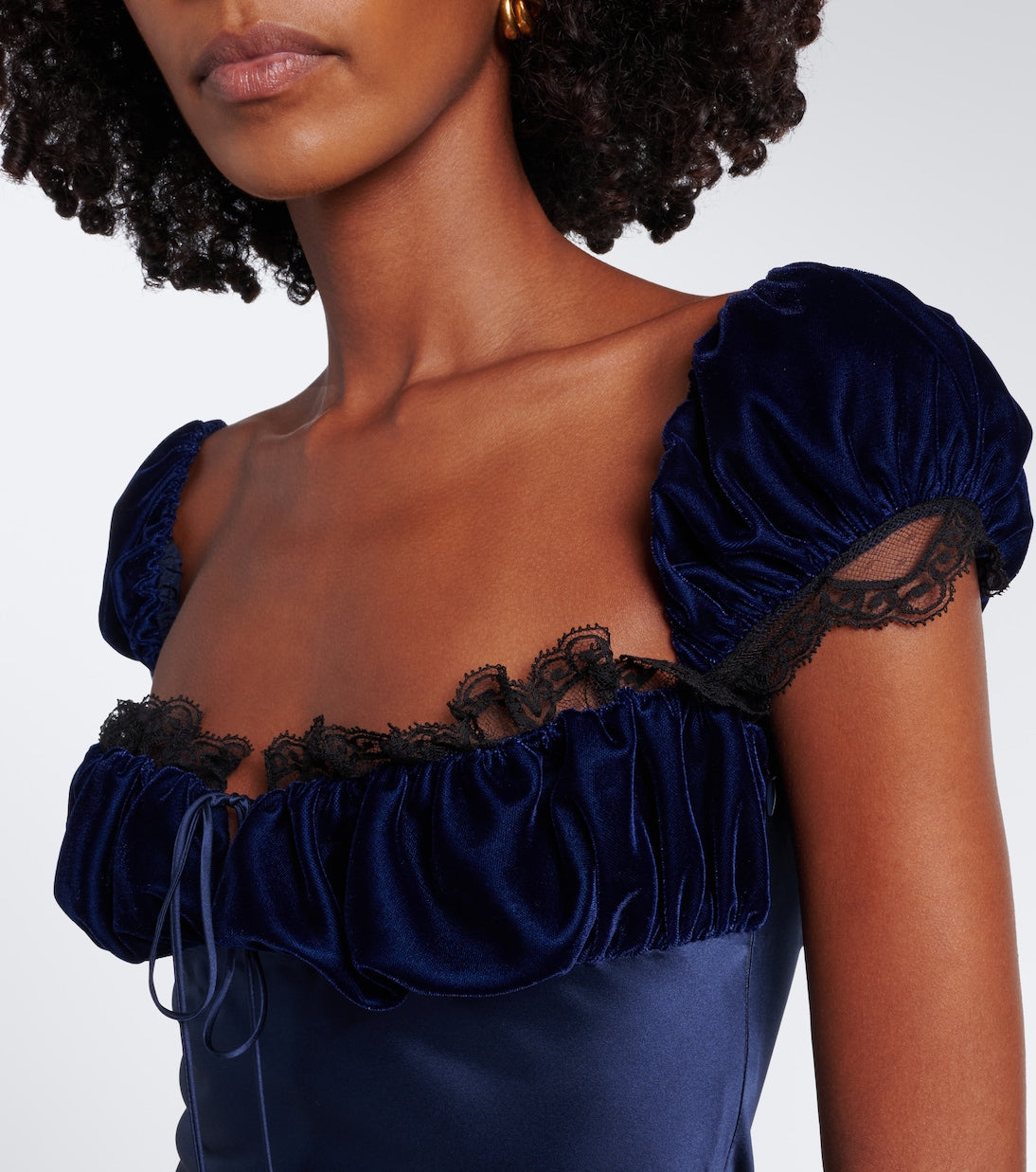 Rodarte - Lace-trimmed silk satin maxi dress
