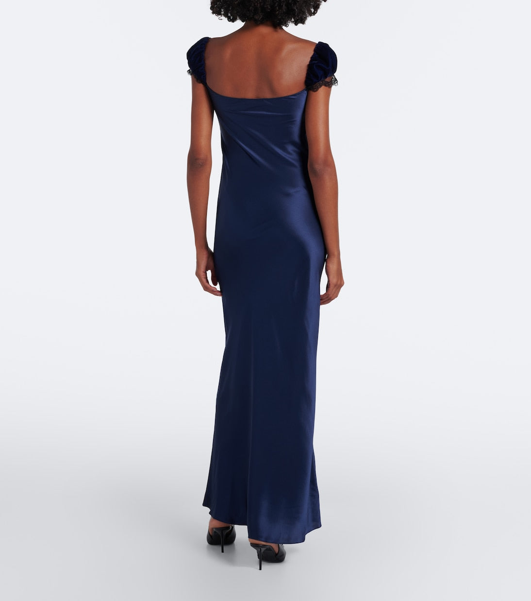 Rodarte - Lace-trimmed silk satin maxi dress