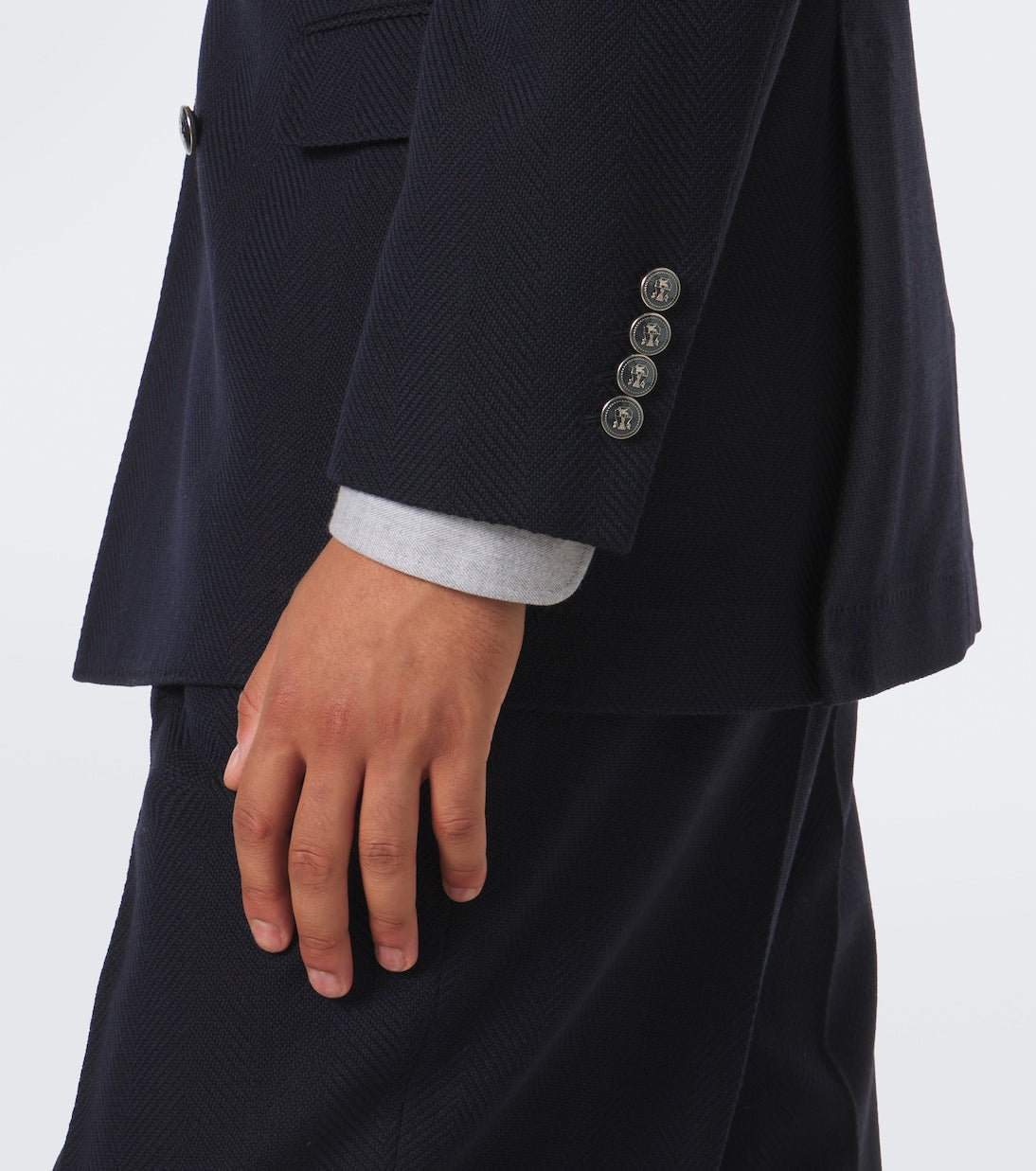 Brunello Cucinelli - Herringbone wool and cotton blazer