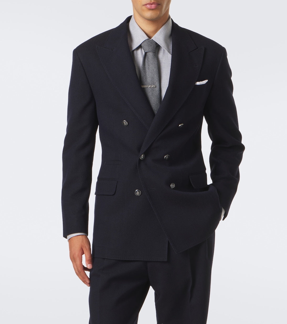 Brunello Cucinelli - Herringbone wool and cotton blazer