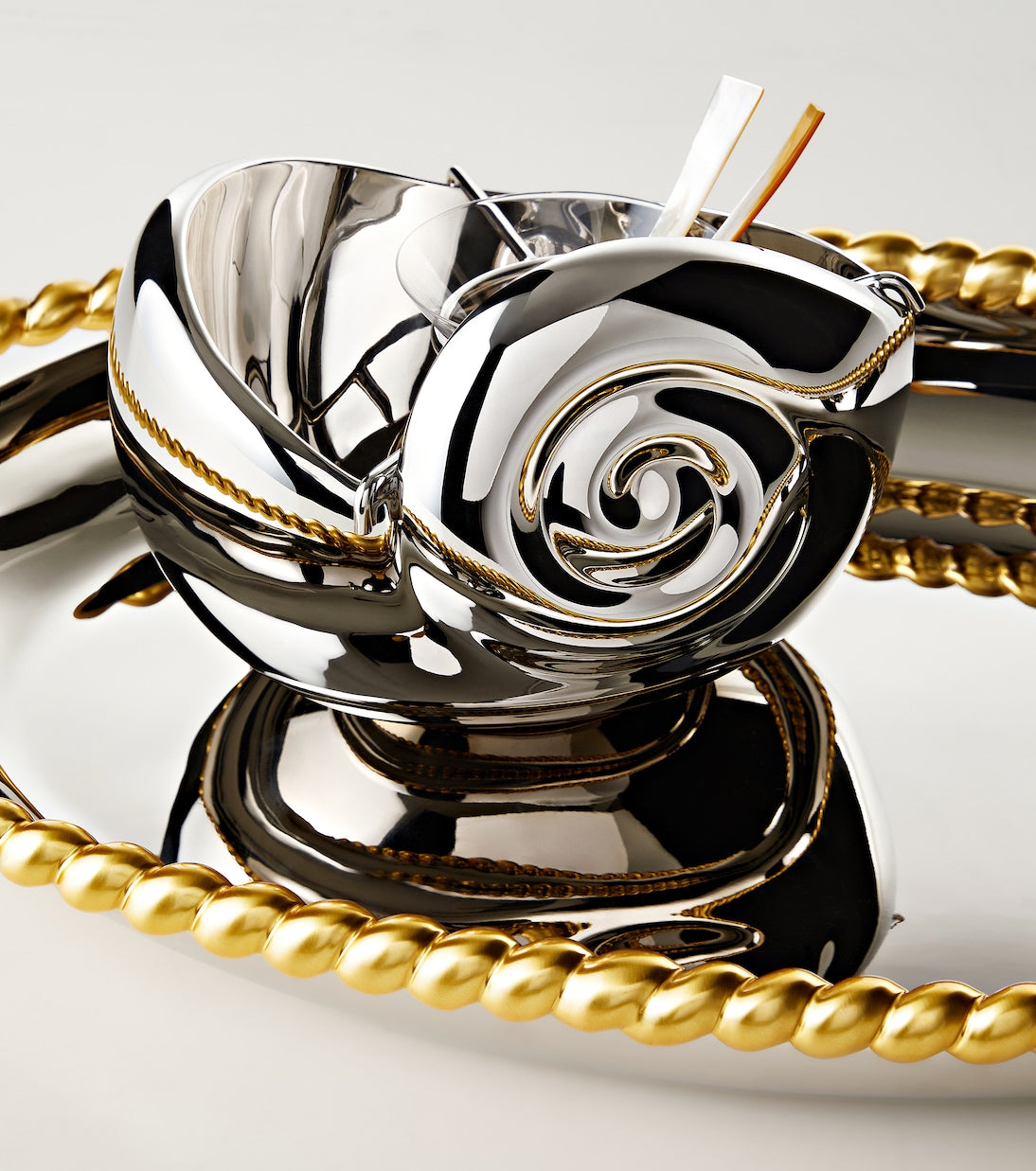 L'Objet - x Jessica McCormack stainless steel caviar dish and spoon set