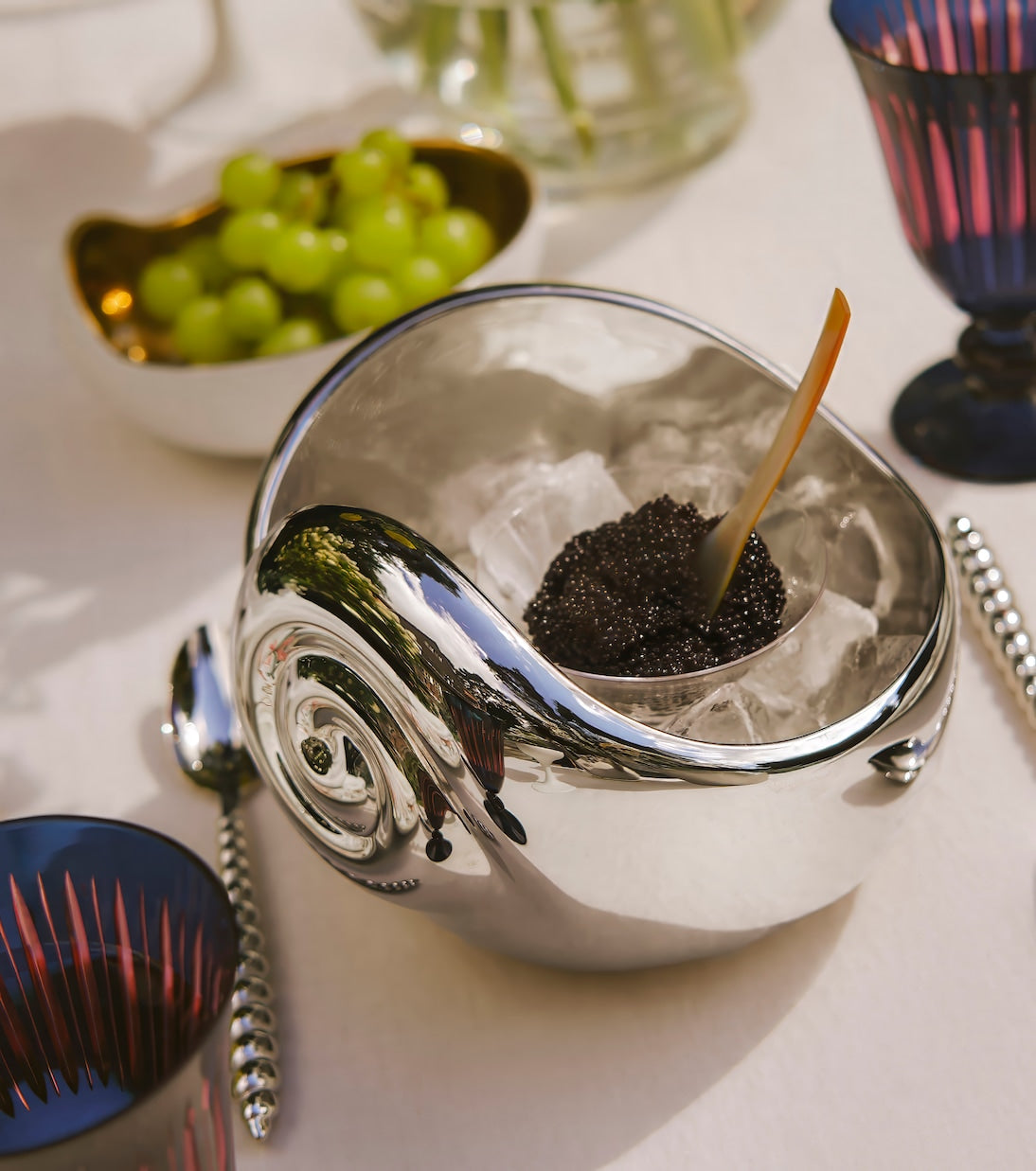 L'Objet - x Jessica McCormack stainless steel caviar dish and spoon set