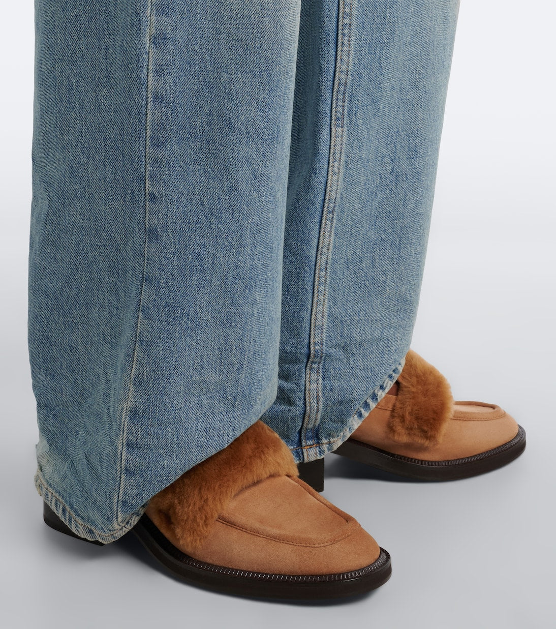Jimmy Choo - Tylor shearling-trimmed suede loafer pumps
