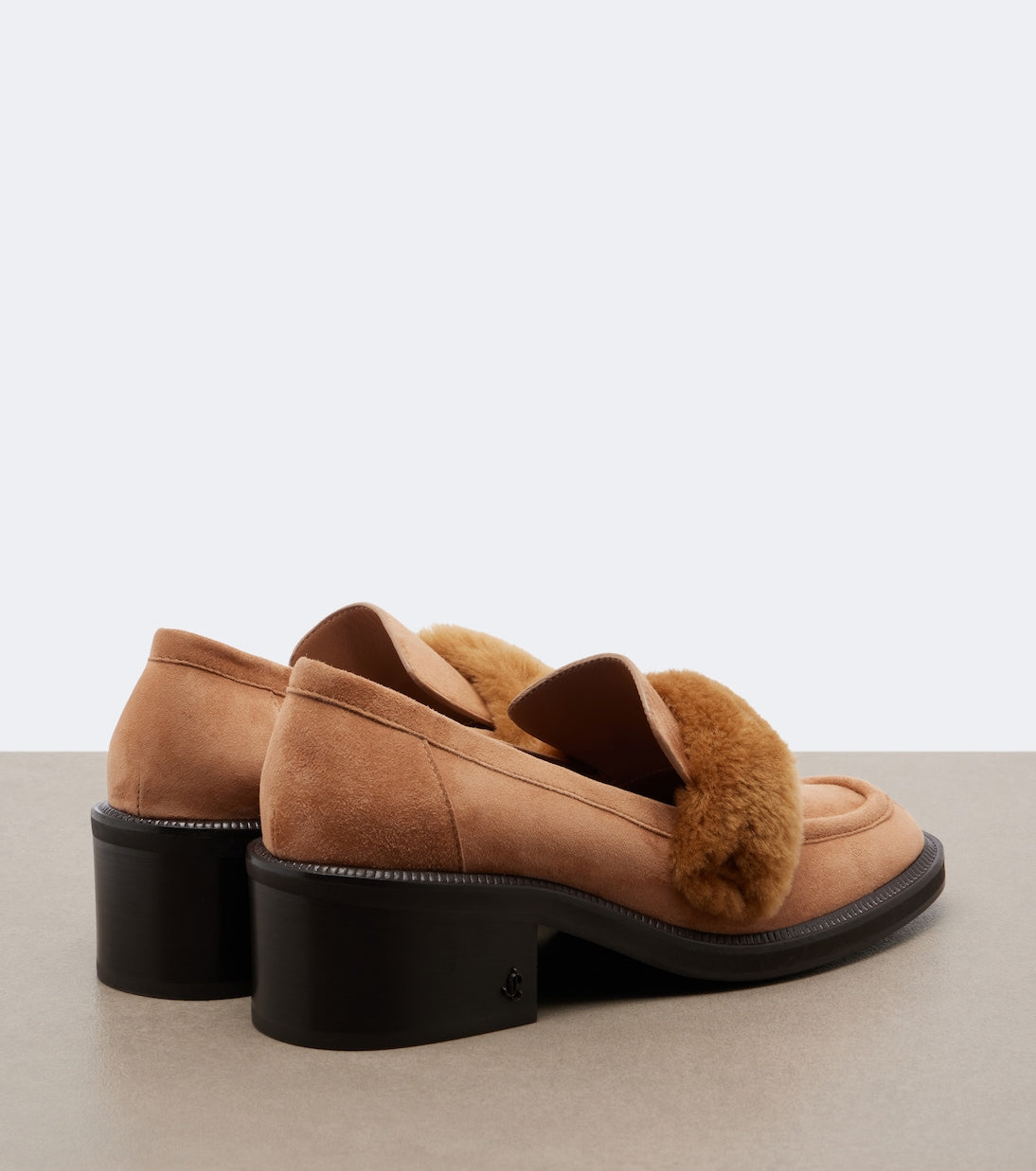 Jimmy Choo - Tylor shearling-trimmed suede loafer pumps