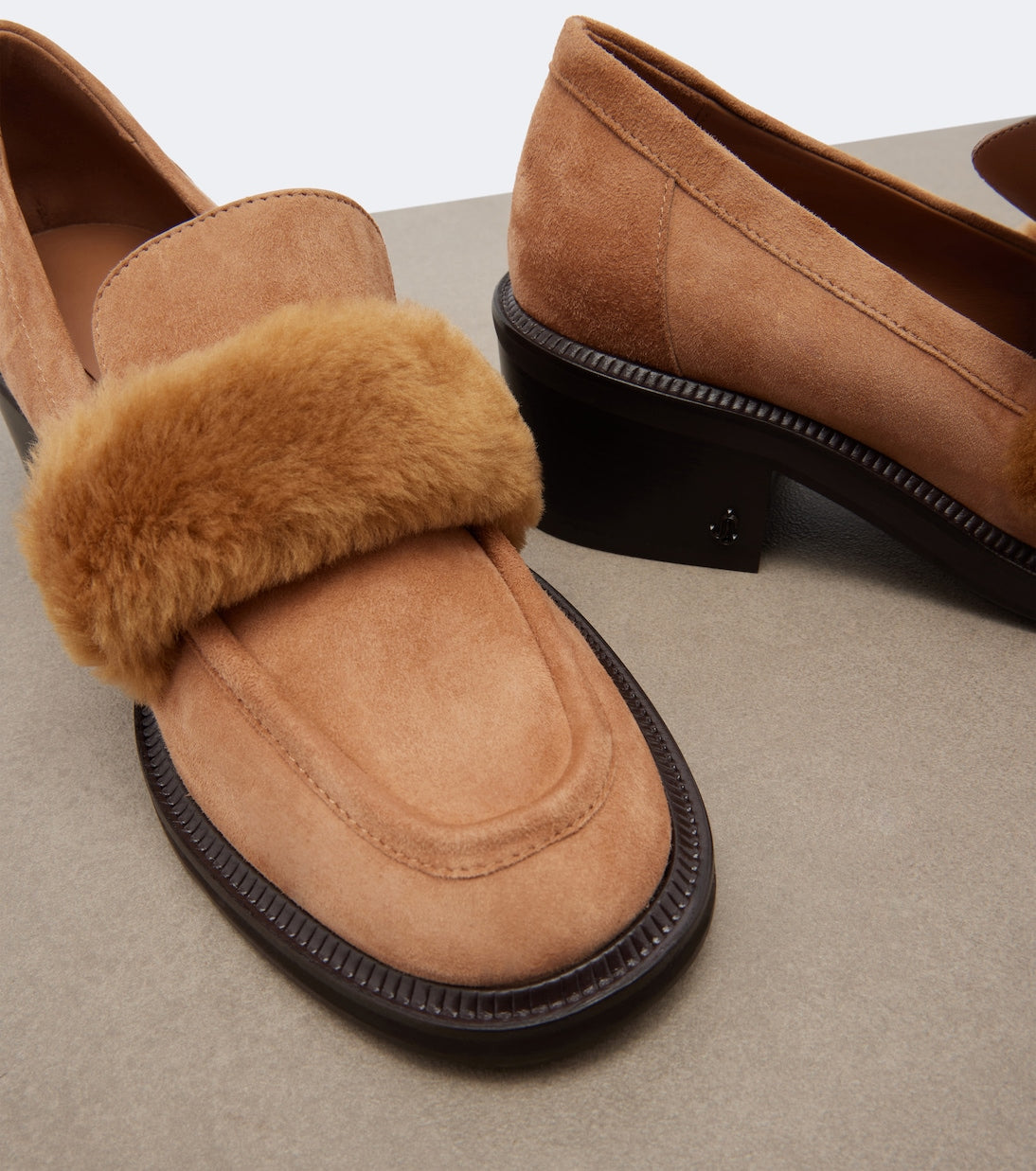 Jimmy Choo - Tylor shearling-trimmed suede loafer pumps