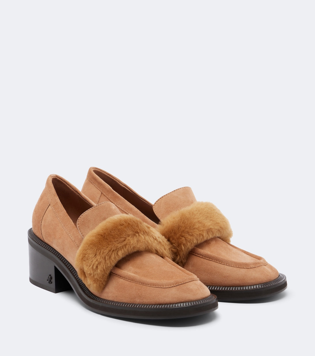 Jimmy Choo - Tylor shearling-trimmed suede loafer pumps