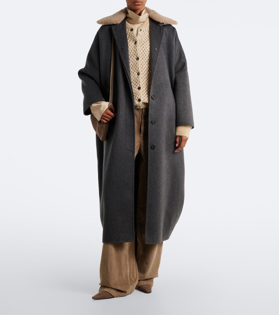 Brunello Cucinelli - Shearling-trimmed cashmere coat