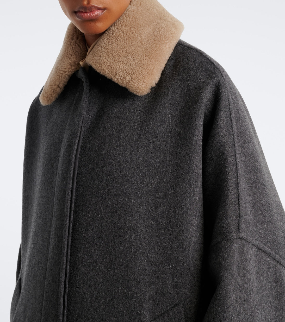 Brunello Cucinelli - Shearling-trimmed cashmere coat