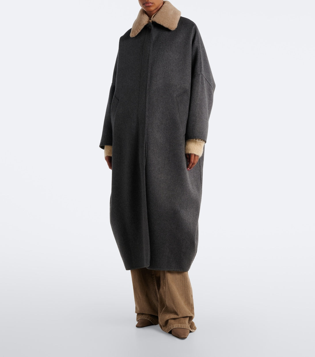 Brunello Cucinelli - Shearling-trimmed cashmere coat