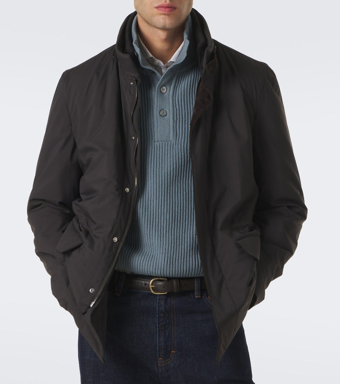 Thom Sweeney - Leather-trimmed car coat