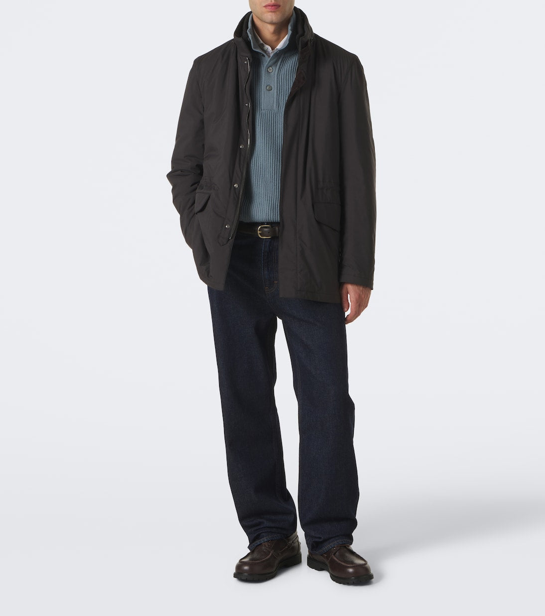 Thom Sweeney - Leather-trimmed car coat