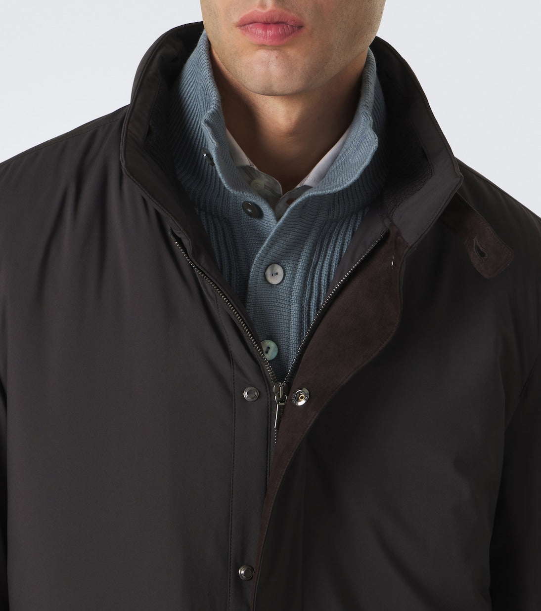 Thom Sweeney - Leather-trimmed car coat