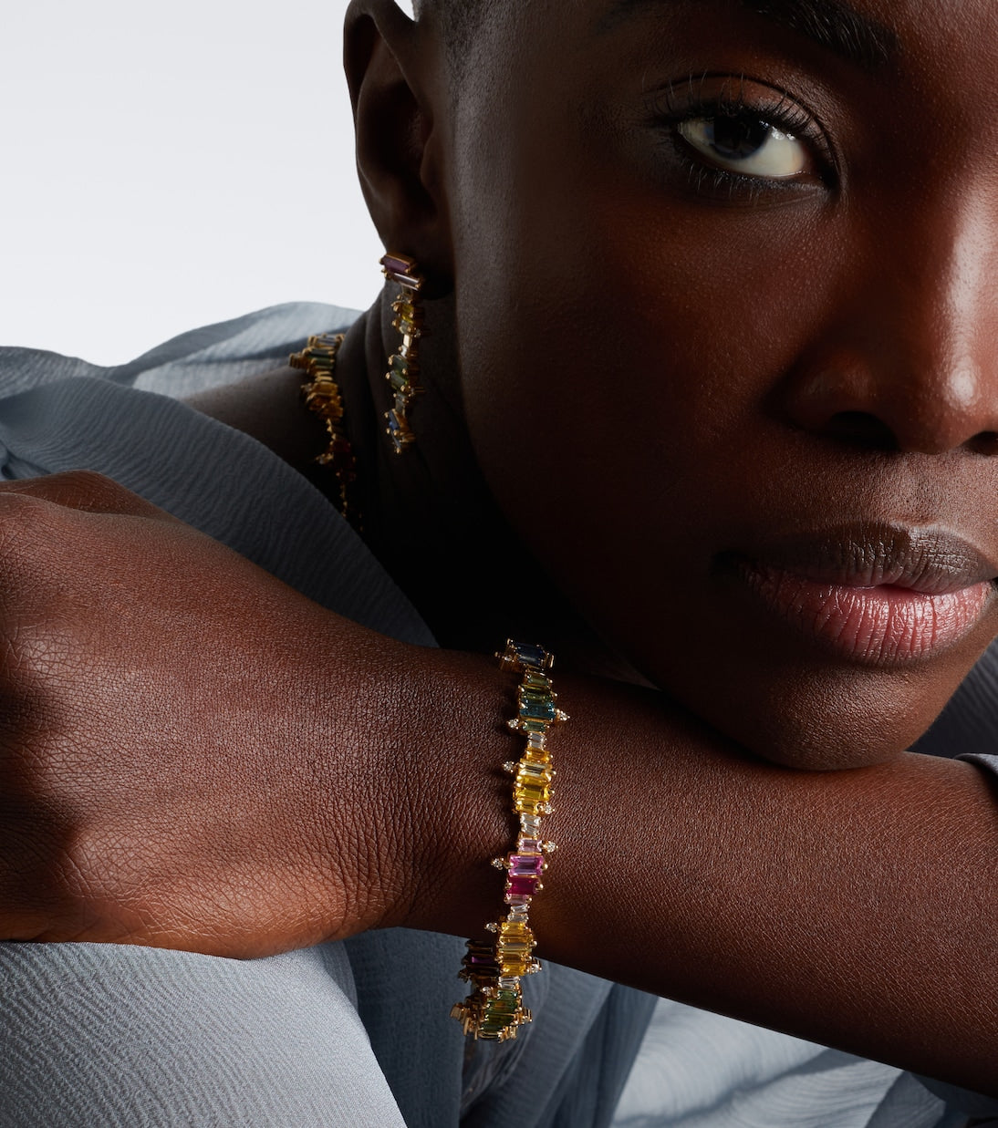 Suzanne Kalan - Bold Burst 18kt gold tennis bracelet with sapphires and diamonds