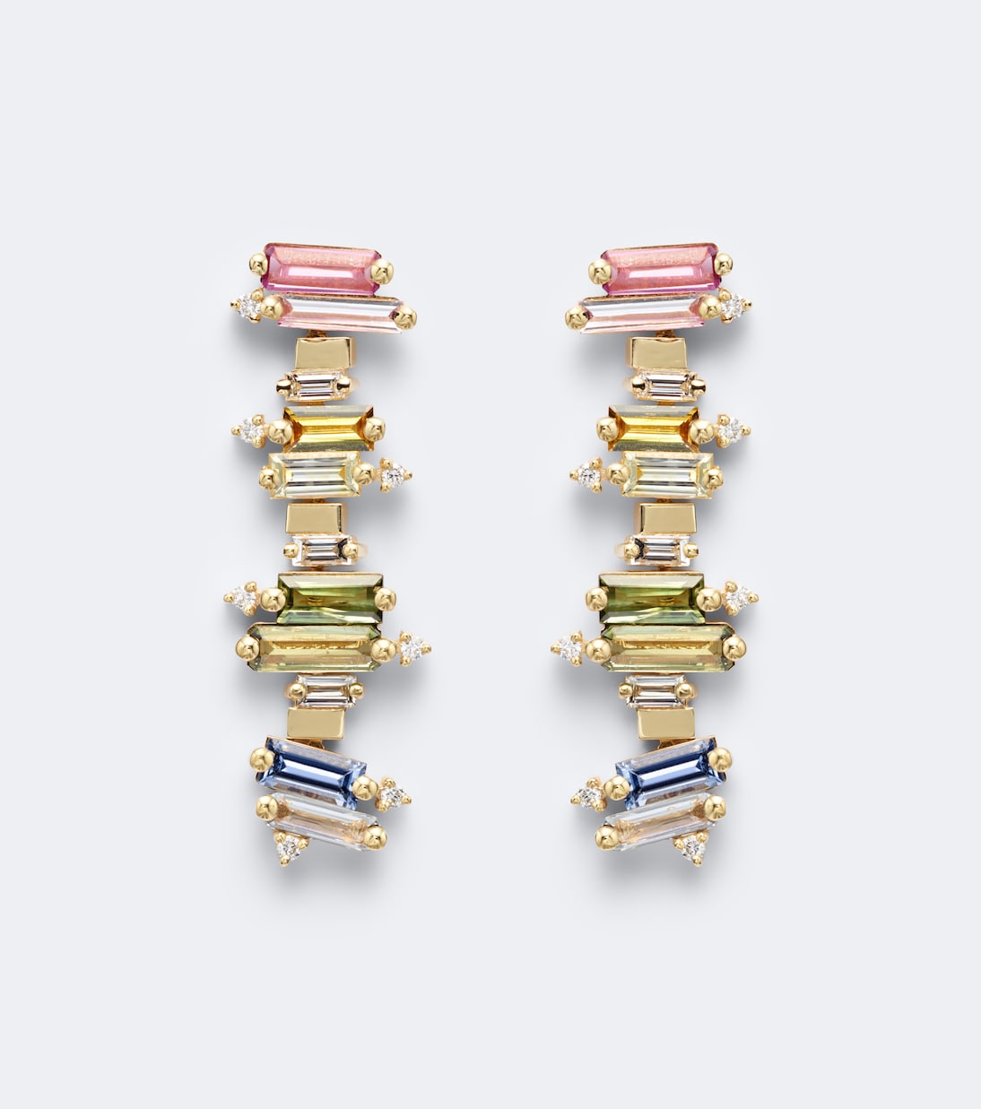 Suzanne Kalan - 18kt gold drop earrings with sapphires and diamonds
