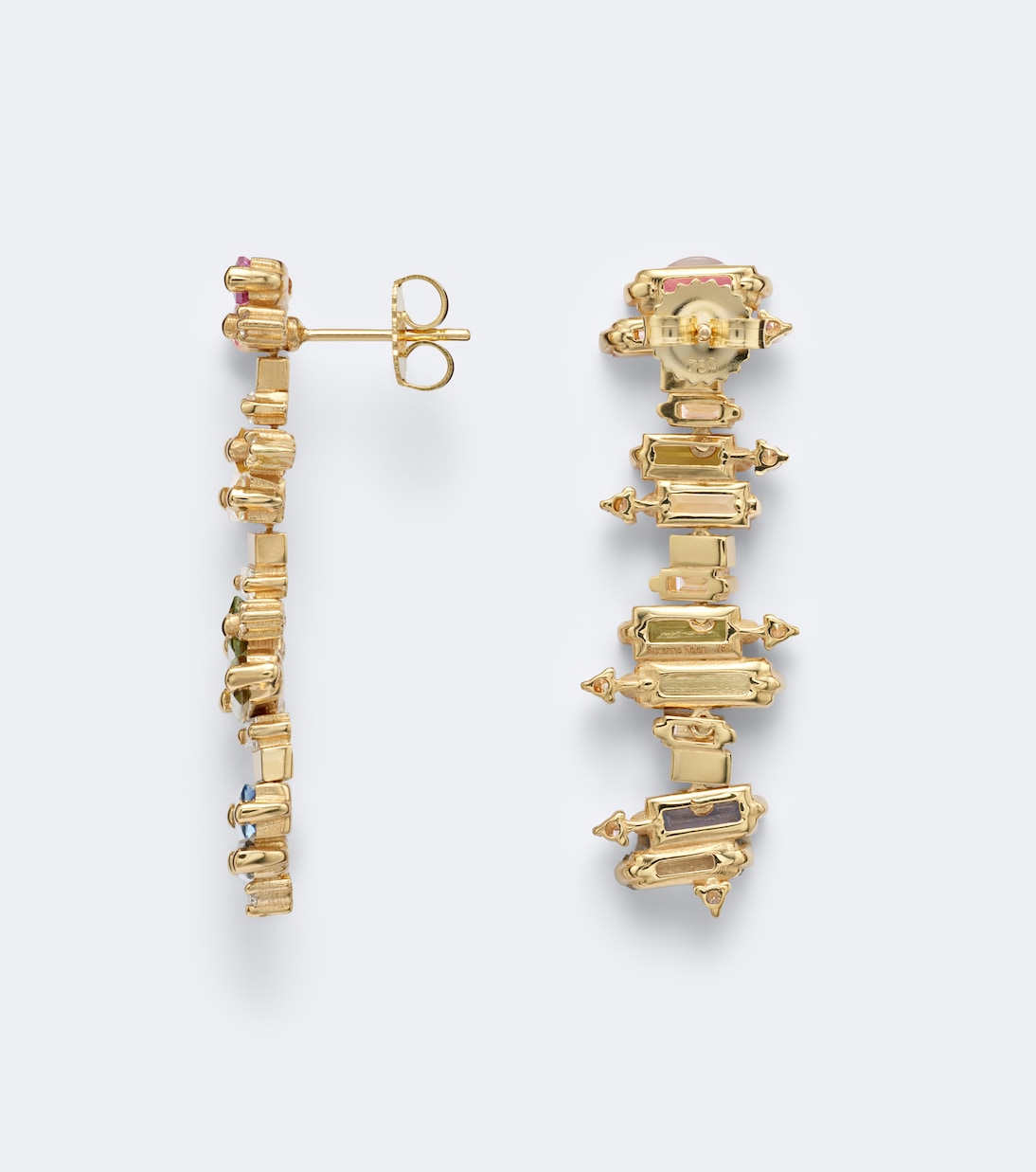 Suzanne Kalan - 18kt gold drop earrings with sapphires and diamonds