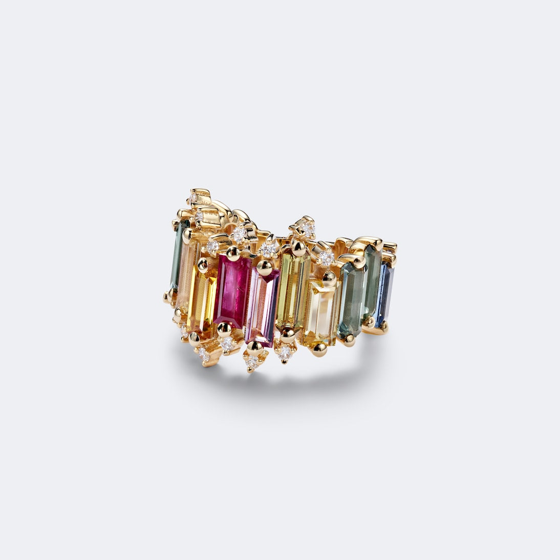 Suzanne Kalan - 18kt gold ring with sapphires and diamonds