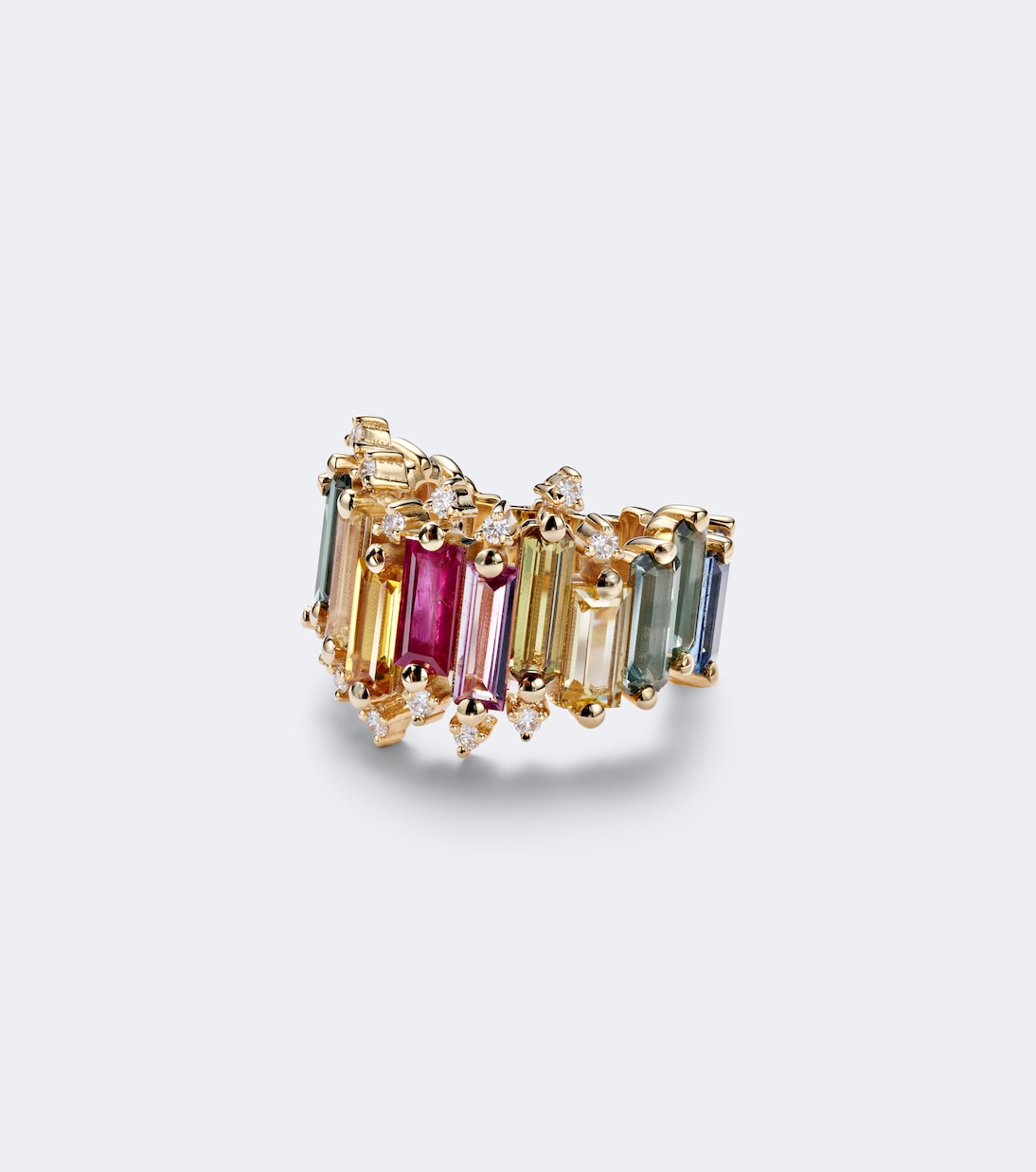 Suzanne Kalan - 18kt gold ring with sapphires and diamonds